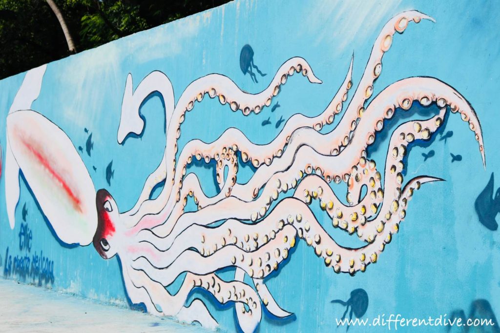 Une des fresques murales sous-marines au Mexique.