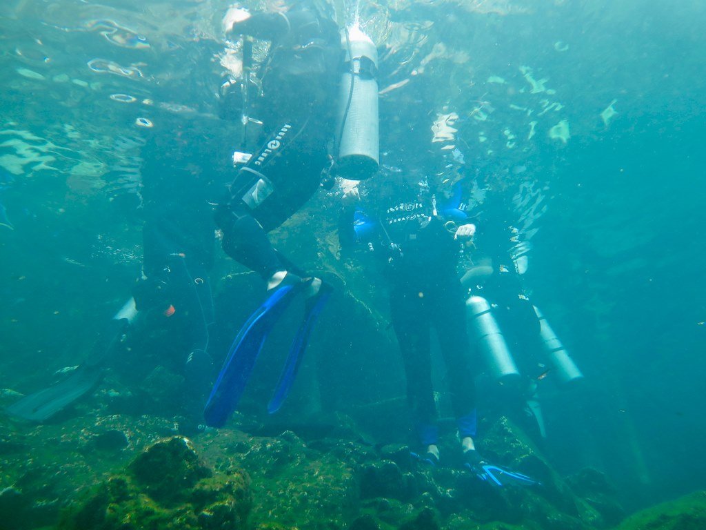 Des plongeurs ont fait surface à la sortie du cénote d'El Eden