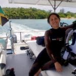 Hélène au retour d'une plongée en Jamaïque