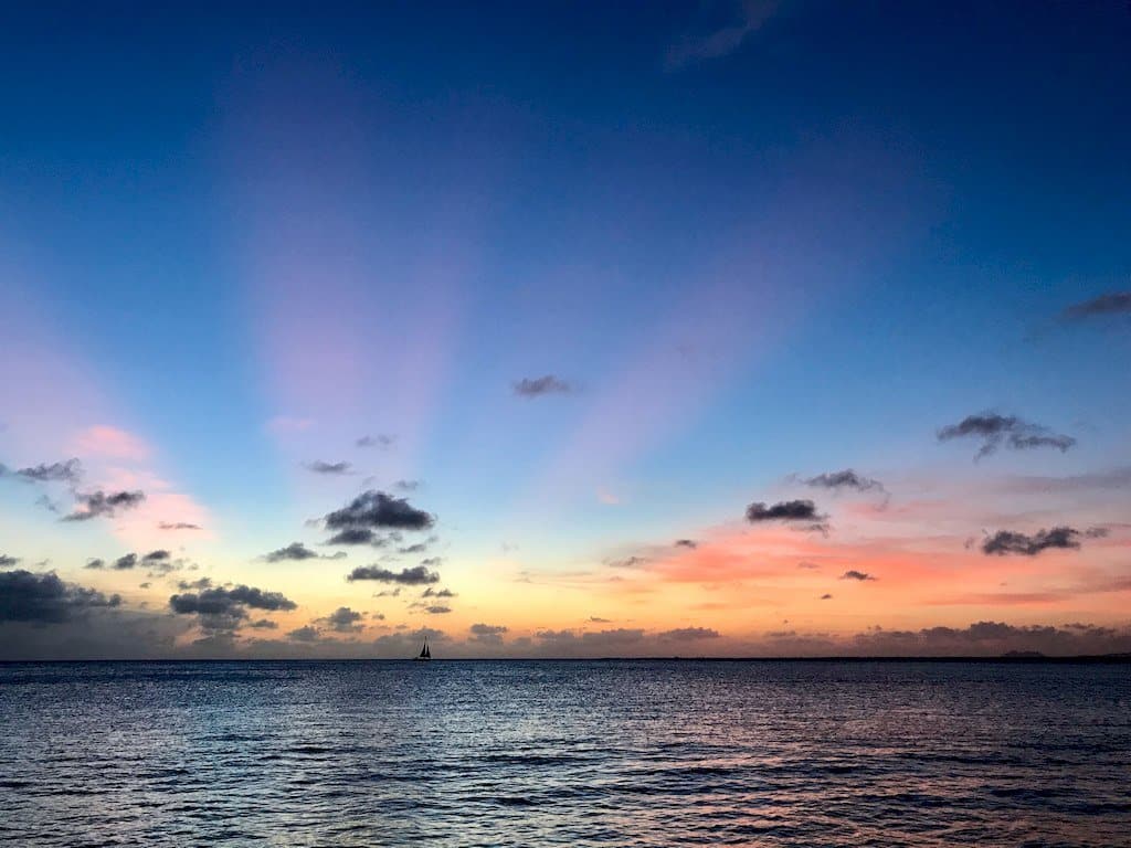 Un magnifique coucher de soleil à Bonaire.