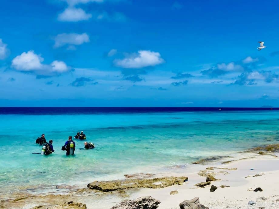 Mise à l'eau près du Salt Par à Bonaire.